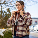 Vertx Lena Ladies LS Shirt Jacket | BURNT CHERRY PLAID | VTX7039
