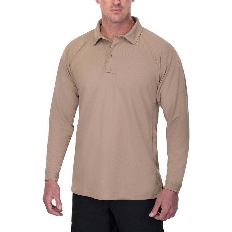 Vertx Coldblack Men's Polo - LS | TAN | VTX4020P