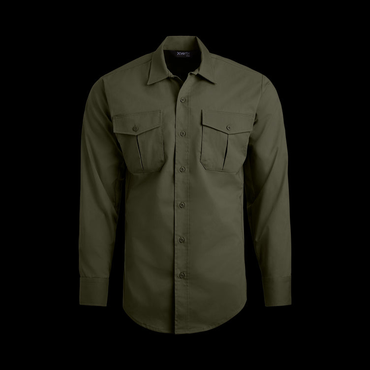 Vertx Men's Fusion Flex Shirt - LS | OD GREEN | VTX8240